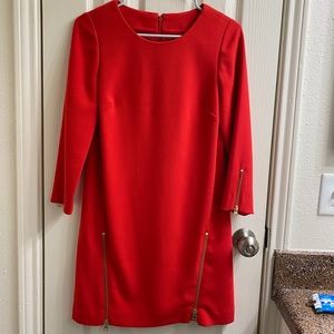 Red J Crew shift dress